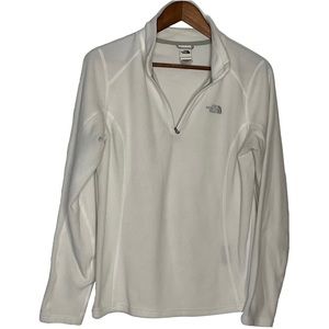 The North Women’s Face White Fleece Half Zip Long Sleeve Pullover Size Medium.